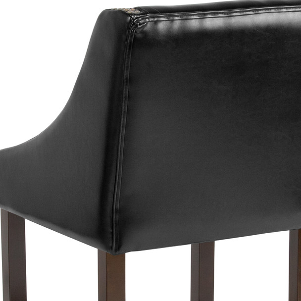 Carmel Series 30" High Transitional Walnut Barstool with Accent Nail Trim in Black LeatherSoft