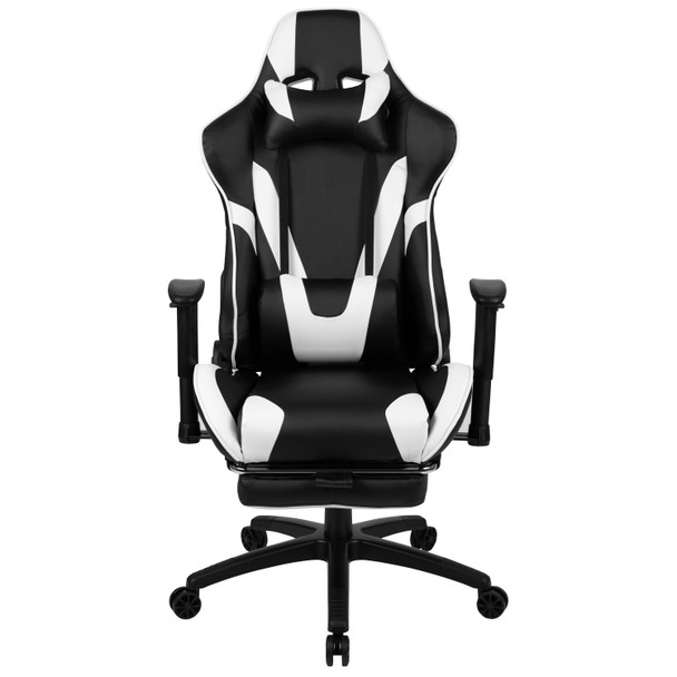 X30 Gaming Chair Racing Office Ergonomic Computer Chair with Fully Reclining Back and Slide-Out Footrest in Black LeatherSoft