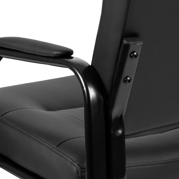 Darwin Flash Fundamentals Black LeatherSoft Executive Reception Chair with Black Metal Frame, BIFMA Certified