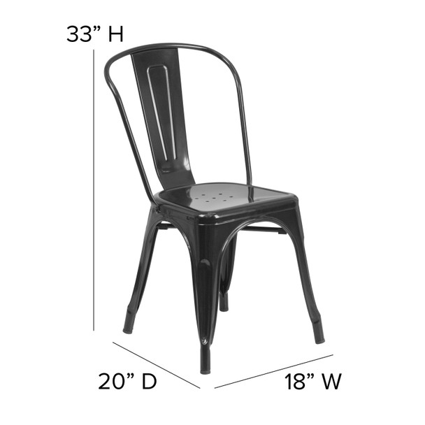 Perry Commercial Grade Black Metal Indoor-Outdoor Stackable Chair