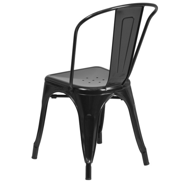 Perry Commercial Grade Black Metal Indoor-Outdoor Stackable Chair