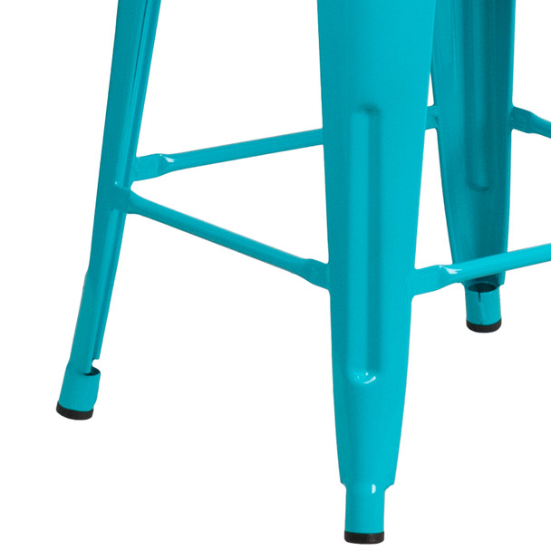 Kai Commercial Grade 24" High Backless Crystal Teal-Blue Indoor-Outdoor Counter Height Stool