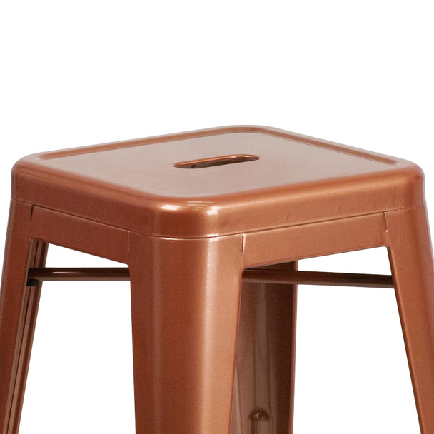 Kai Commercial Grade 24" High Backless Copper Indoor-Outdoor Counter Height Stool