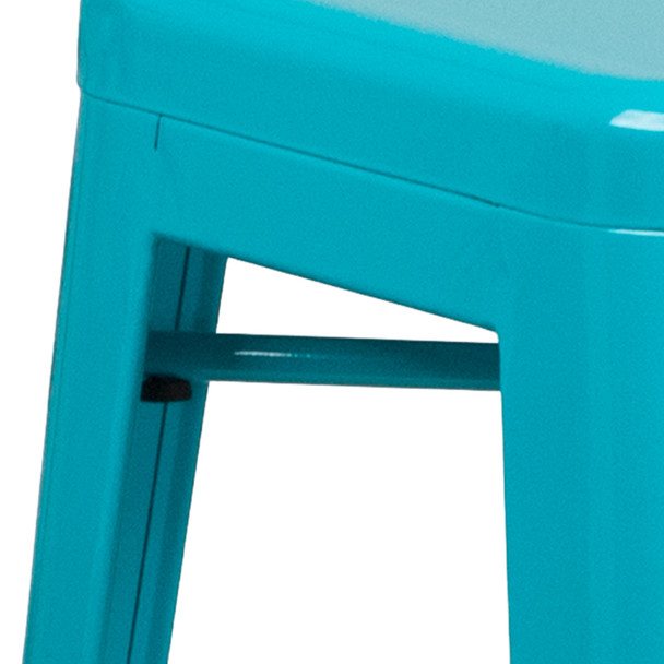 Kai Commercial Grade 30" High Backless Crystal Teal-Blue Indoor-Outdoor Barstool