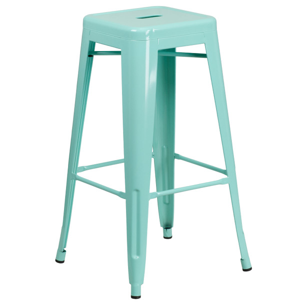 Kai Commercial Grade 30" High Backless Mint Green Indoor-Outdoor Barstool