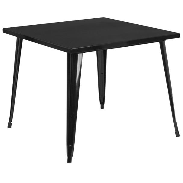 Parker Commercial Grade 35.5" Square Black Metal Indoor-Outdoor Table