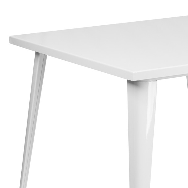 Parker Commercial Grade 35.5" Square White Metal Indoor-Outdoor Table