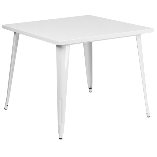 Parker Commercial Grade 35.5" Square White Metal Indoor-Outdoor Table