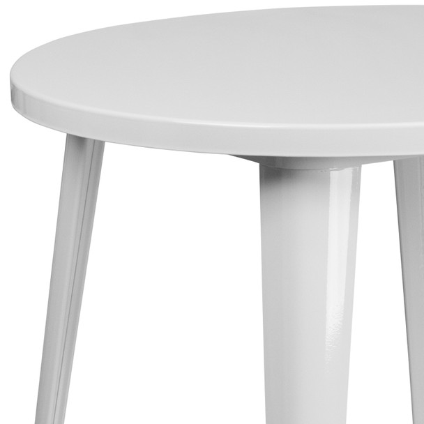 Jeffrey Commercial Grade 30" Round White Metal Indoor-Outdoor Table