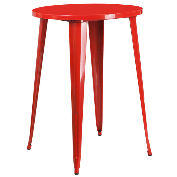 Philip Commercial Grade 30" Round Red Metal Indoor-Outdoor Bar Height Table
