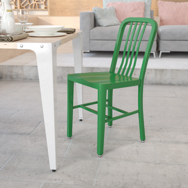 Gael Commercial Grade Green Metal Indoor-Outdoor Chair