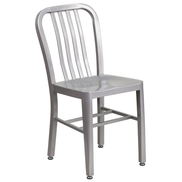 Gael Commercial Grade Silver Metal Indoor-Outdoor Chair