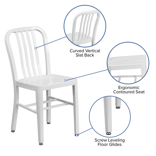 Gael Commercial Grade White Metal Indoor-Outdoor Chair