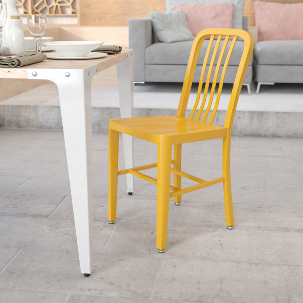 Gael Commercial Grade Yellow Metal Indoor-Outdoor Chair