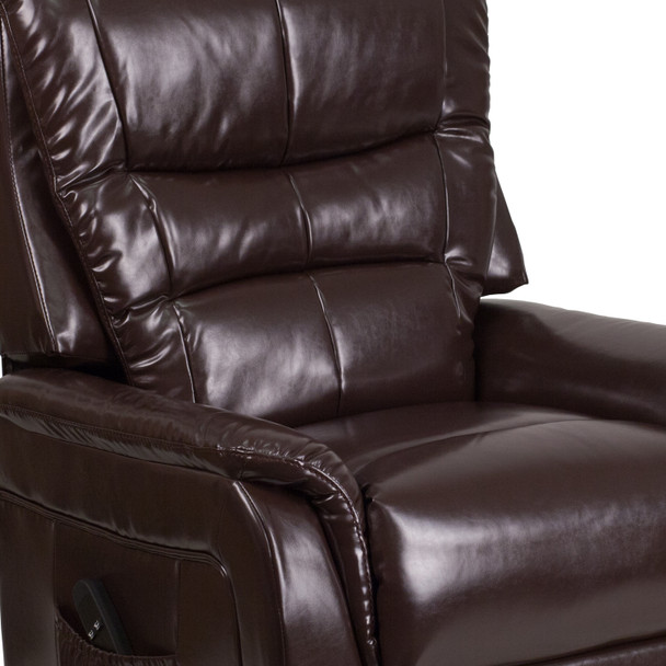 HERCULES Series Brown LeatherSoft Remote Powered Lift Recliner for Elderly