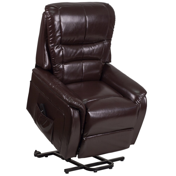 HERCULES Series Brown LeatherSoft Remote Powered Lift Recliner for Elderly