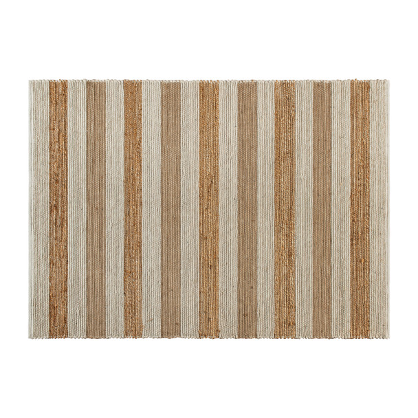 Mariah 5' x 7' Handwoven Striped Jute Blend Area Rug in Natural Tones