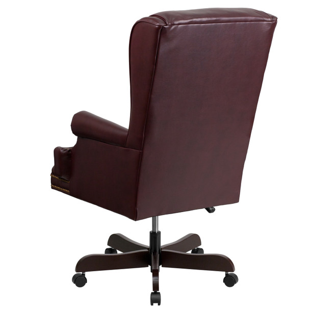 Ainslie High Back Traditional Tufted Burgundy LeatherSoft Executive Ergonomic Office Chair with Oversized Headrest & Arms