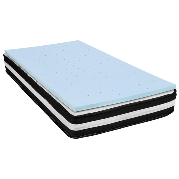 Capri Comfortable Sleep Twin 10 Inch CertiPUR-US Certified Foam Pocket Spring Mattress & 2 inch Gel Memory Foam Topper Bundle