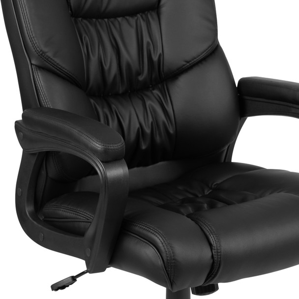 Flash Fundamentals Big & Tall 400 lb. Rated Black LeatherSoft Swivel Office Chair with Padded Arms, BIFMA Certified