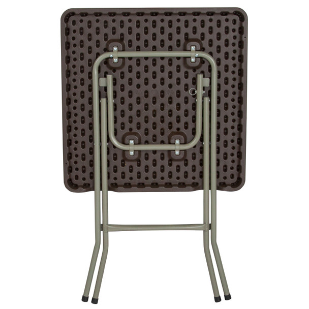 Linburgh 1.95-Foot Square Brown Rattan Plastic Folding Table