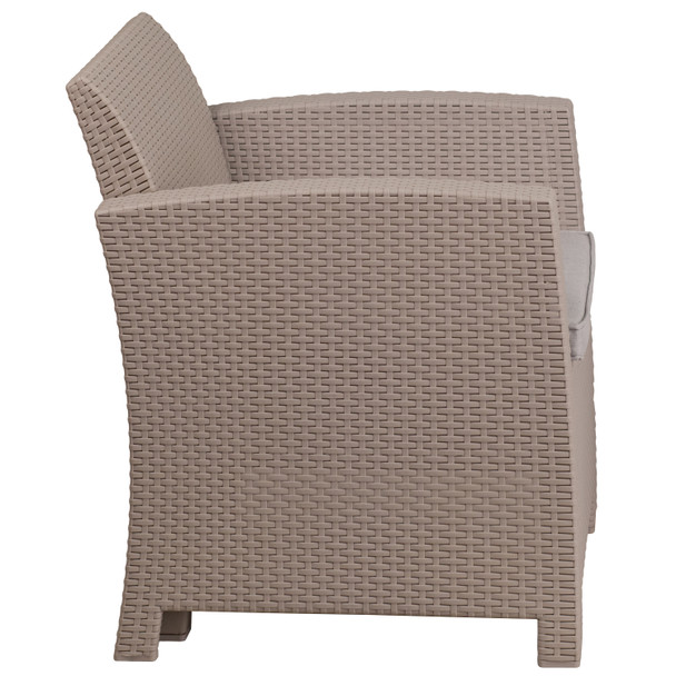 Seneca Light Gray Faux Rattan Chair with All-Weather Seneca Light Gray Cushion