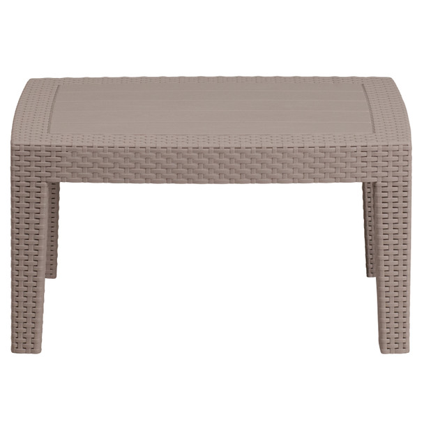 Seneca Light Gray Faux Rattan Coffee Table