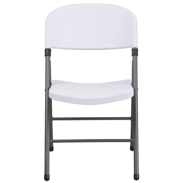 HERCULES Series 330 lb. Capacity Granite White Plastic Folding Chair with Charcoal Frame