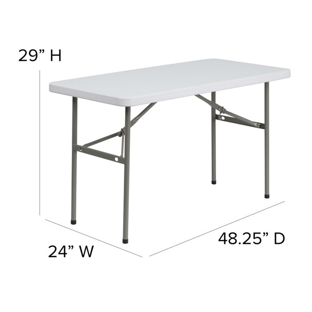 Elon 4-Foot Granite White Plastic Folding Table