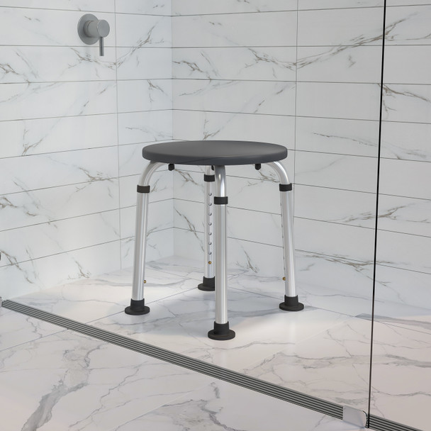 HERCULES Series Tool-Free and Quick Assembly, 300 Lb. Capacity, Adjustable Gray Bath & Shower Stool