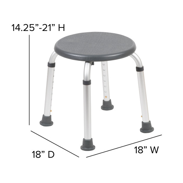 HERCULES Series Tool-Free and Quick Assembly, 300 Lb. Capacity, Adjustable Gray Bath & Shower Stool