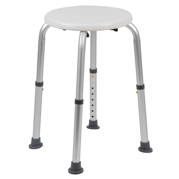 HERCULES Series Tool-Free and Quick Assembly, 300 Lb. Capacity, Adjustable White Bath & Shower Stool