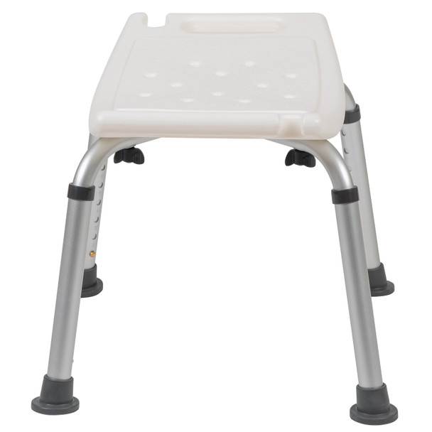 HERCULES Series Tool-Free and Quick Assembly, 300 Lb. Capacity, Adjustable White Bath & Shower Chair with Non-slip Feet