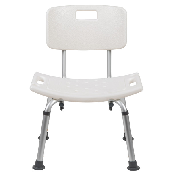 HERCULES Series Tool-Free and Quick Assembly, 300 Lb. Capacity, Adjustable White Bath & Shower Chair with Back