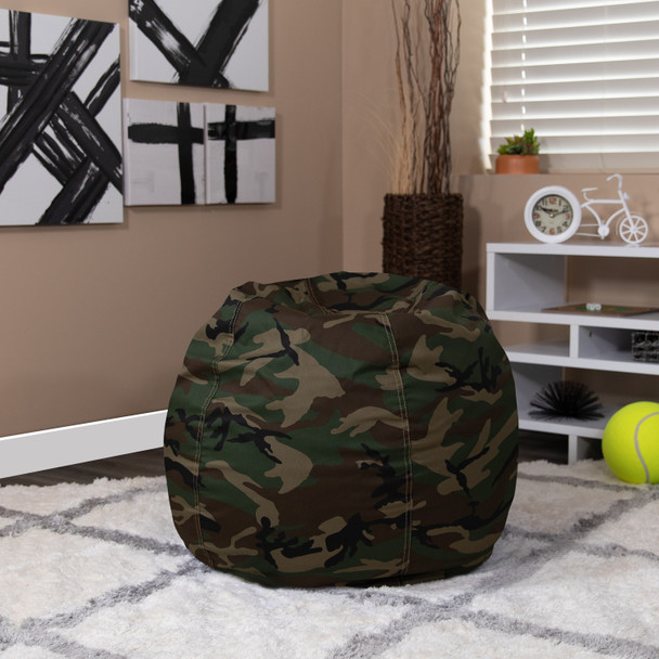 Dillon Small Camouflage Refillable Bean Bag Chair for Kids and Teens
