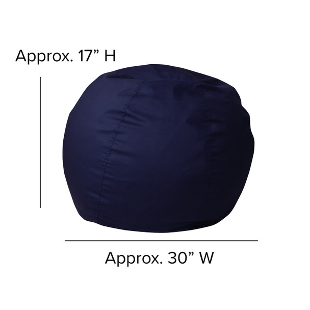 Dillon Small Solid Navy Blue Refillable Bean Bag Chair for Kids and Teens