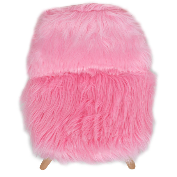 Cody Shaggy Faux Fur Light Pink Accent Chair - Shag Style Kids Chair for Ages 5-7 - Kids Playroom Chair