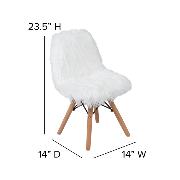 Cody Shaggy Faux Fur White Accent Chair - Shag Style Kids Chair for Ages 5-7 - Kids Playroom Chair