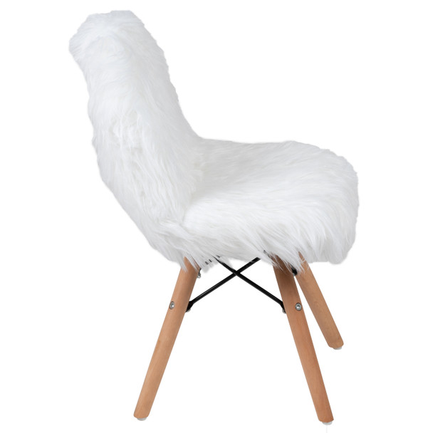 Cody Shaggy Faux Fur White Accent Chair - Shag Style Kids Chair for Ages 5-7 - Kids Playroom Chair