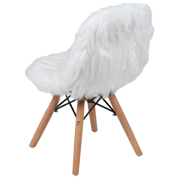Cody Shaggy Faux Fur White Accent Chair - Shag Style Kids Chair for Ages 5-7 - Kids Playroom Chair