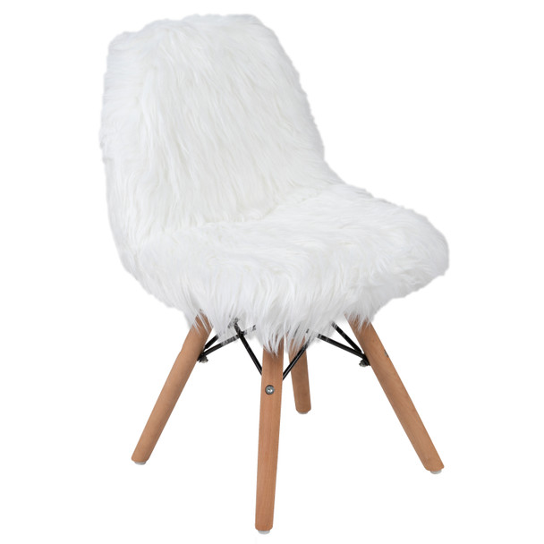 Cody Shaggy Faux Fur White Accent Chair - Shag Style Kids Chair for Ages 5-7 - Kids Playroom Chair