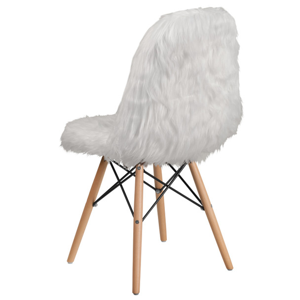Calvin Shaggy Dog White Accent Chair