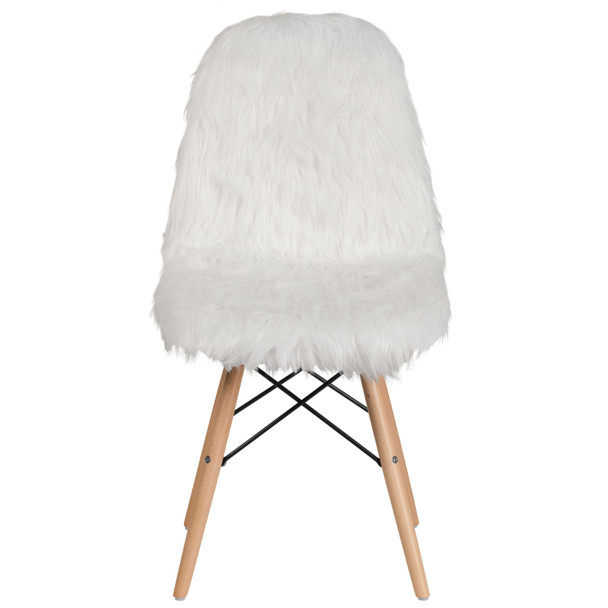 Calvin Shaggy Dog White Accent Chair