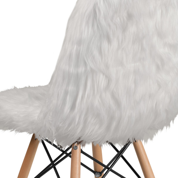 Calvin Shaggy Dog White Accent Chair