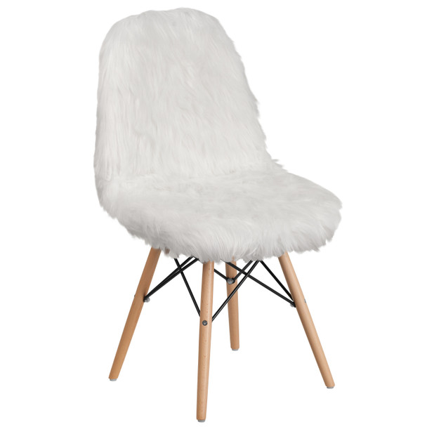 Calvin Shaggy Dog White Accent Chair