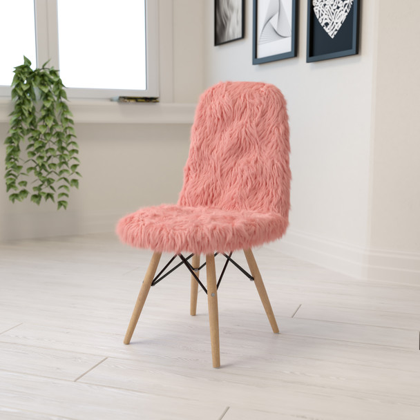 Calvin Shaggy Dog Hermosa Pink Accent Chair