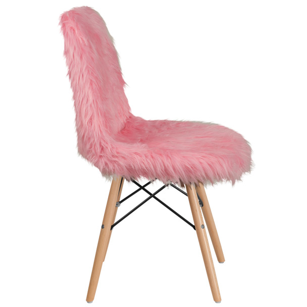 Calvin Shaggy Dog Light Pink Accent Chair