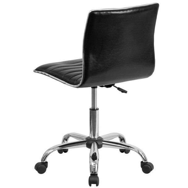 Alan Low Back Designer Armless Black Ribbed Swivel Task Office Chair
