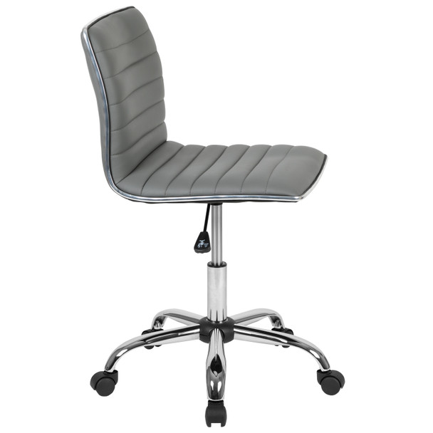 Alan Low Back Designer Armless Light Gray Ribbed Swivel Task Office Chair