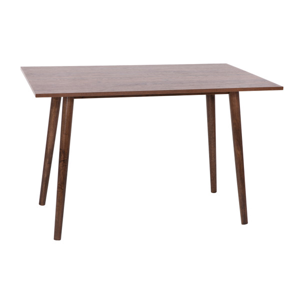 Hatfield 47 Inch Mid-Century Modern Wood Dining Table, Wood Kitchen Table, Dark Walnut